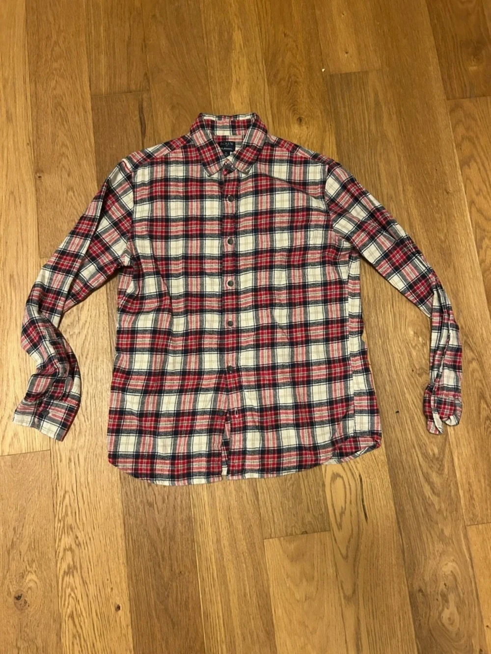 J. Crew Red and White Plaid Flannel Button-Down Shirt